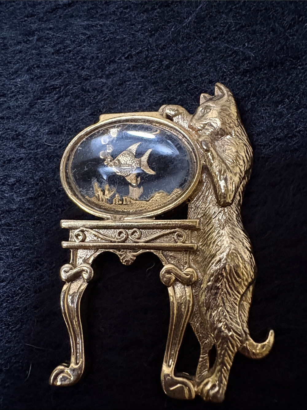1928 Curious Cat and Fishbowl Broach